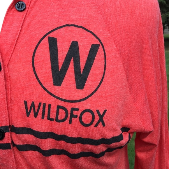 Wildfox Red Signs Sunday Button Down Hi Lo Shirt - Picture 4 of 7